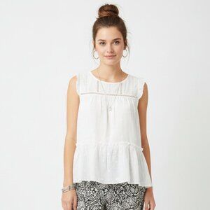 Zara White Sleeveless Crochet Lace A Line Ruffle Top NEW S